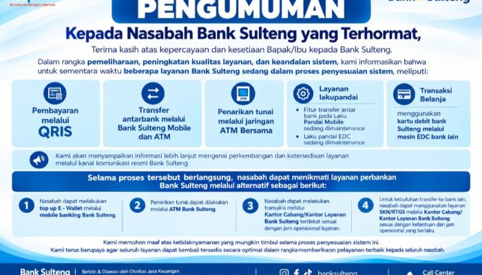 Dua Bulan Layanan Bank Sulteng Dikeluhkan Bermasalah
